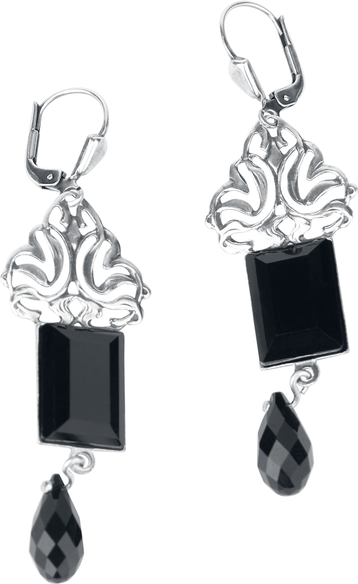 Krikor Gothic Earrings - Night Leaf - for Women - silver-coloured