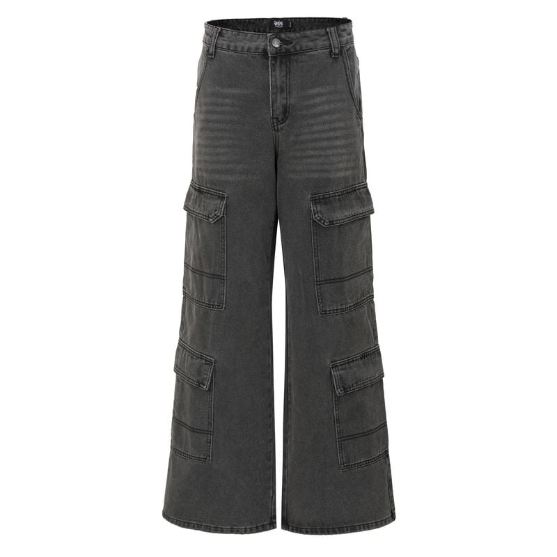 Forplay Cargohose - Multipocket Cargo Pants Black washed - W27L32 bis W34L32 - für Damen - Größe W30L32 - schwarz