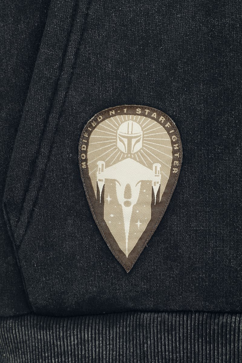 Thumbnail - Star Wars The Mandalorian - Logo Kapuzenpullover schwarz in M