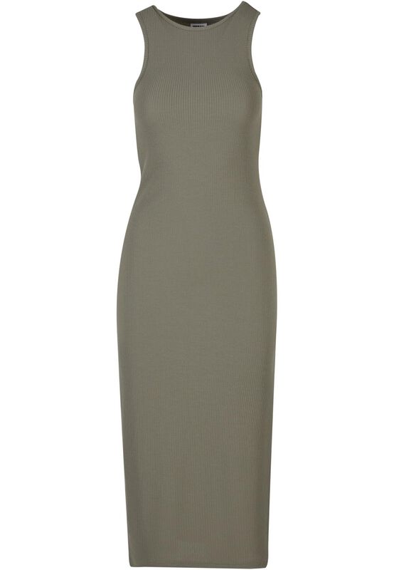 Urban Classics Ladies Long Racerback Rib Dress Langes Kleid Oliv In L