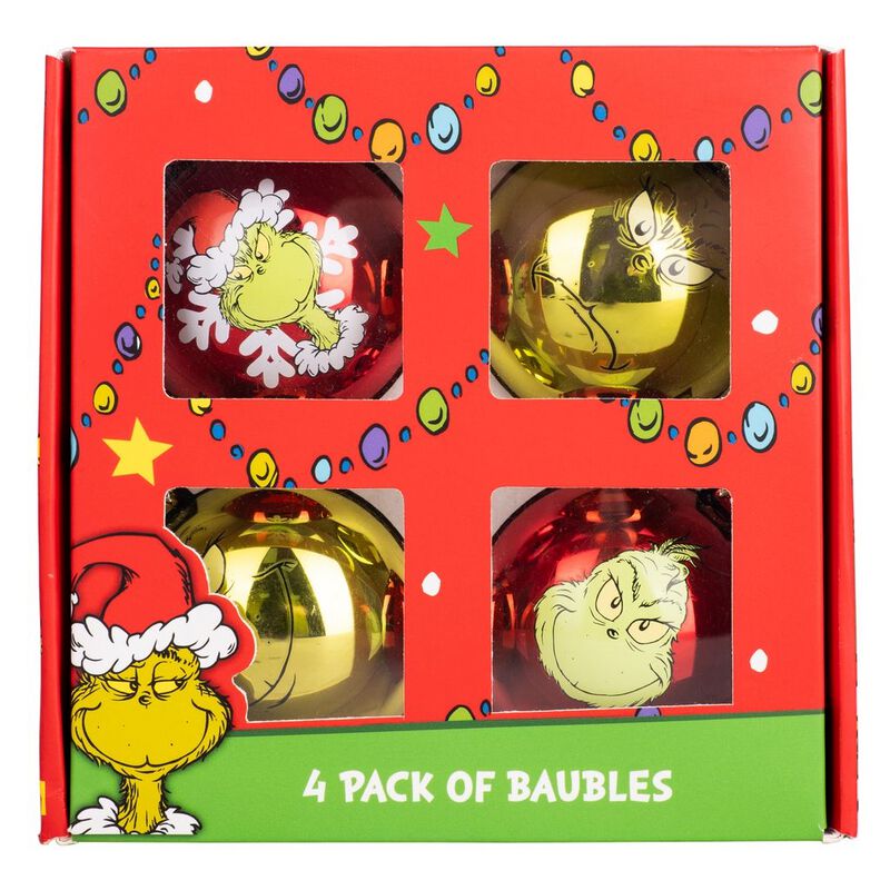 5060897228814 - 4er-Pack Weihnachtskugeln mit Grinch-Motiven Weihnachtskugeln multicolor