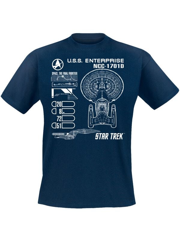 Star Trek T-skjorte - Enterprise - M til 5XL - Herrer - marineblå