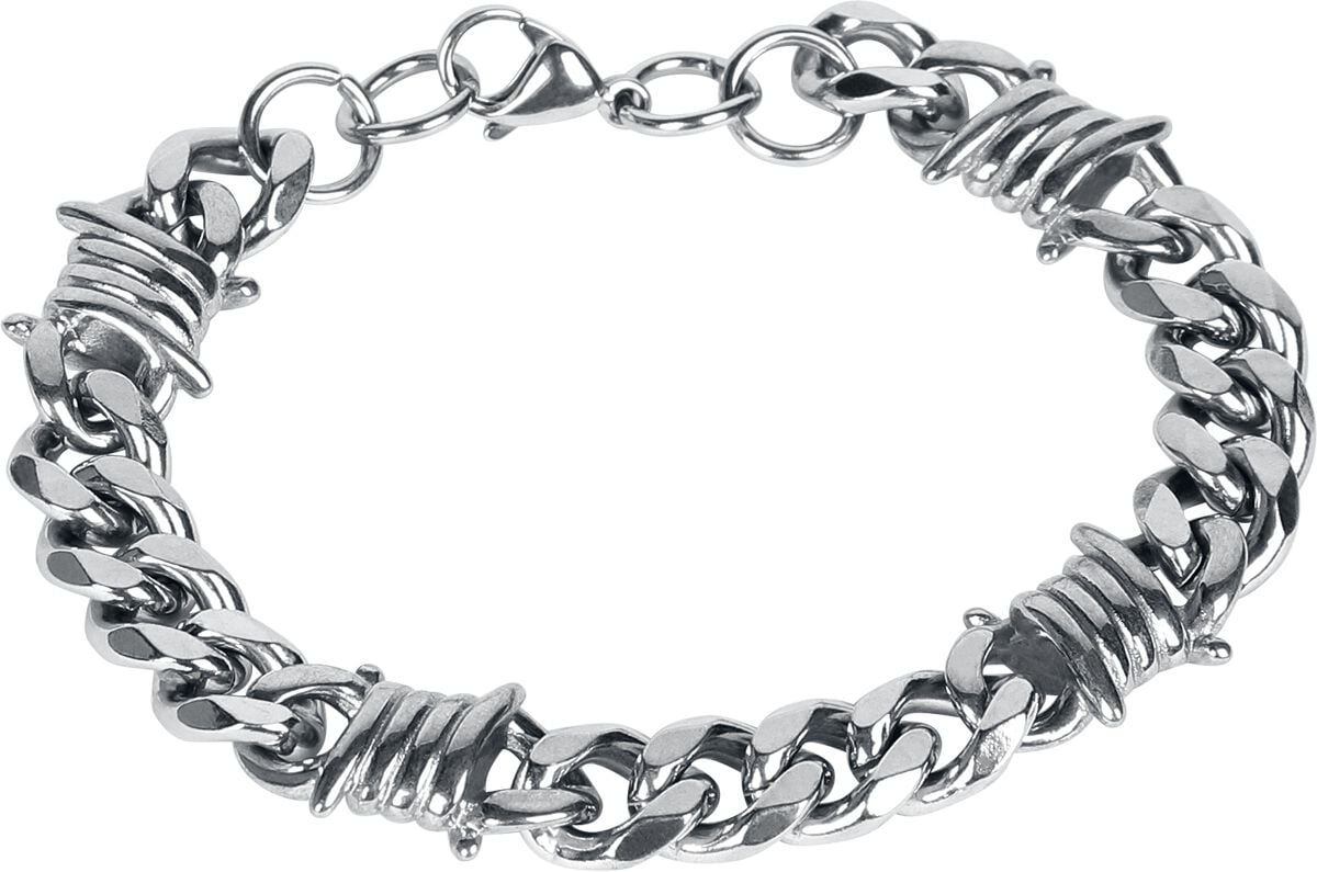 etNox hard and heavy  Bracelet - Barbed Wire Tank Chain - for Men - silver-coloured