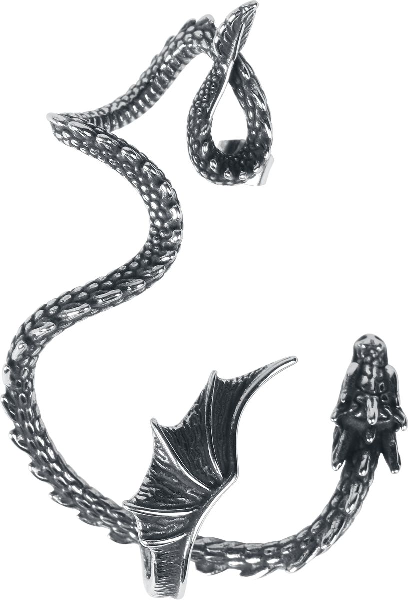 etNox hard and heavy - Gothic Ohrstecker - Geflügelter Drache (links) - silberfarben
