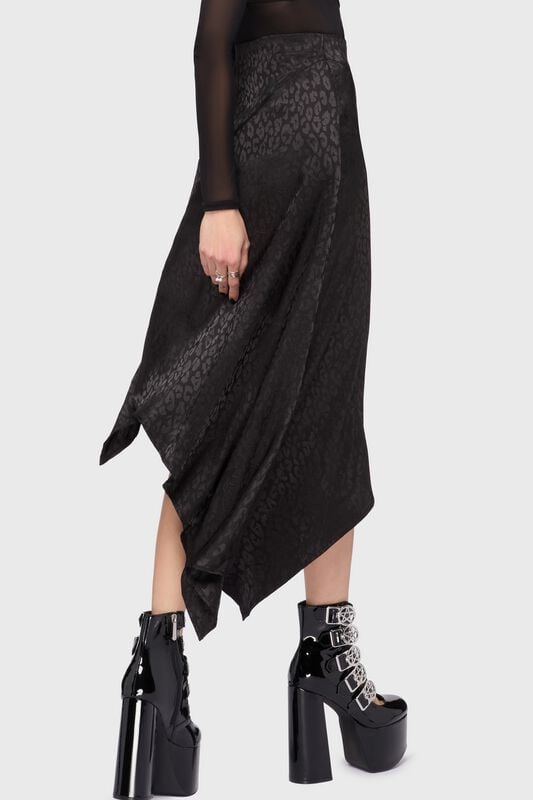 KIHILIST by KILLSTAR - Gothic Rock knielang - Kihilist Nova Asymmetric Skirt - XS bis 4XL - für Damen - Größe XL - schwarz