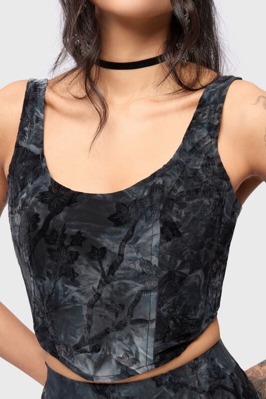 Top Gothic di Killstar - Celestial Summer - Midnight Vale Corset Top - Donna - blu navy