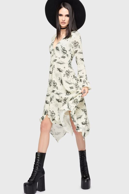 Vestidos de longitud media Gótico de Killstar - Celestial Night Midi Dress - Mujer - Crema