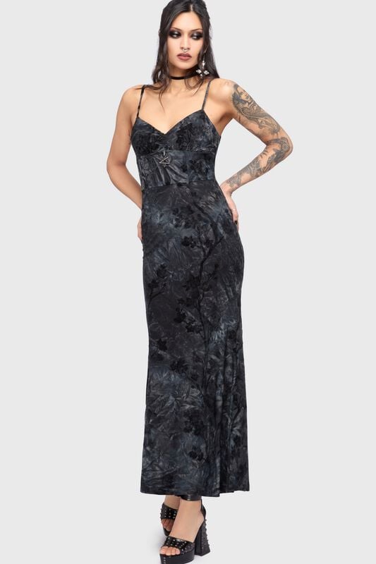 Långklänning Gothic av Killstar - Celestial Summer - Midnight Vale Maxi Dress - Dam - marinblå