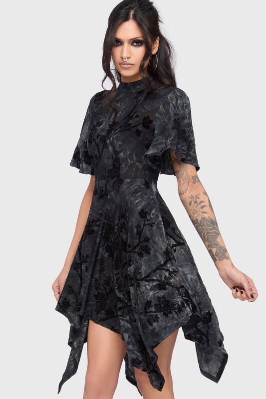 Killstar - Gothic Kleid knielang - Celestial Summer - Midnight Vale Short Sleeve Midi Dress - XS bis 4XL - für Damen - Größe M - navy