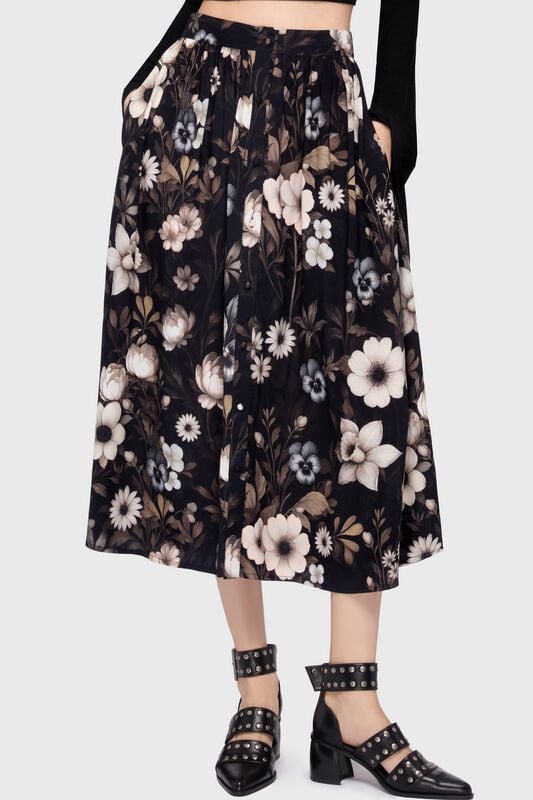 Killstar - Gothic Midi Skirt - Celestial Summer - Stellar Hour - XS to 4XL - for Women - black