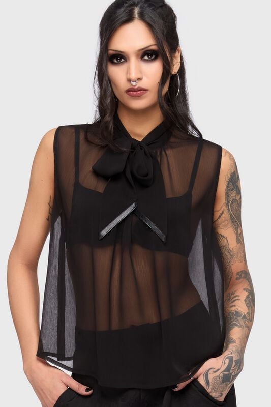KIHILIST by KILLSTAR - Gothic Blouse - Kihilist Obsidienne Sleeveless Blouse - XS tot 4XL - voor Vrouwen - zwart