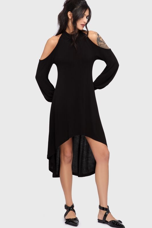 Middellang kjole Goth av KIHILIST by KILLSTAR - Kihilist Obsidienne Cold Shoulder Dress - Damer - svart