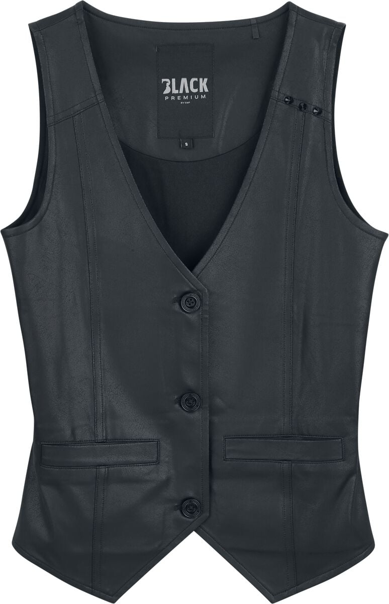 Black Premium by EMP Bodywarmer - Essential - faux leather - M - voor Vrouwen - zwart