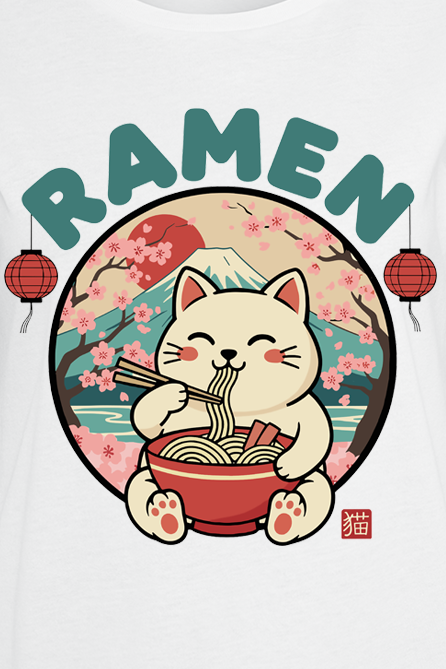 4068143431828 - Ramen Cat T-Shirt weiß in XL