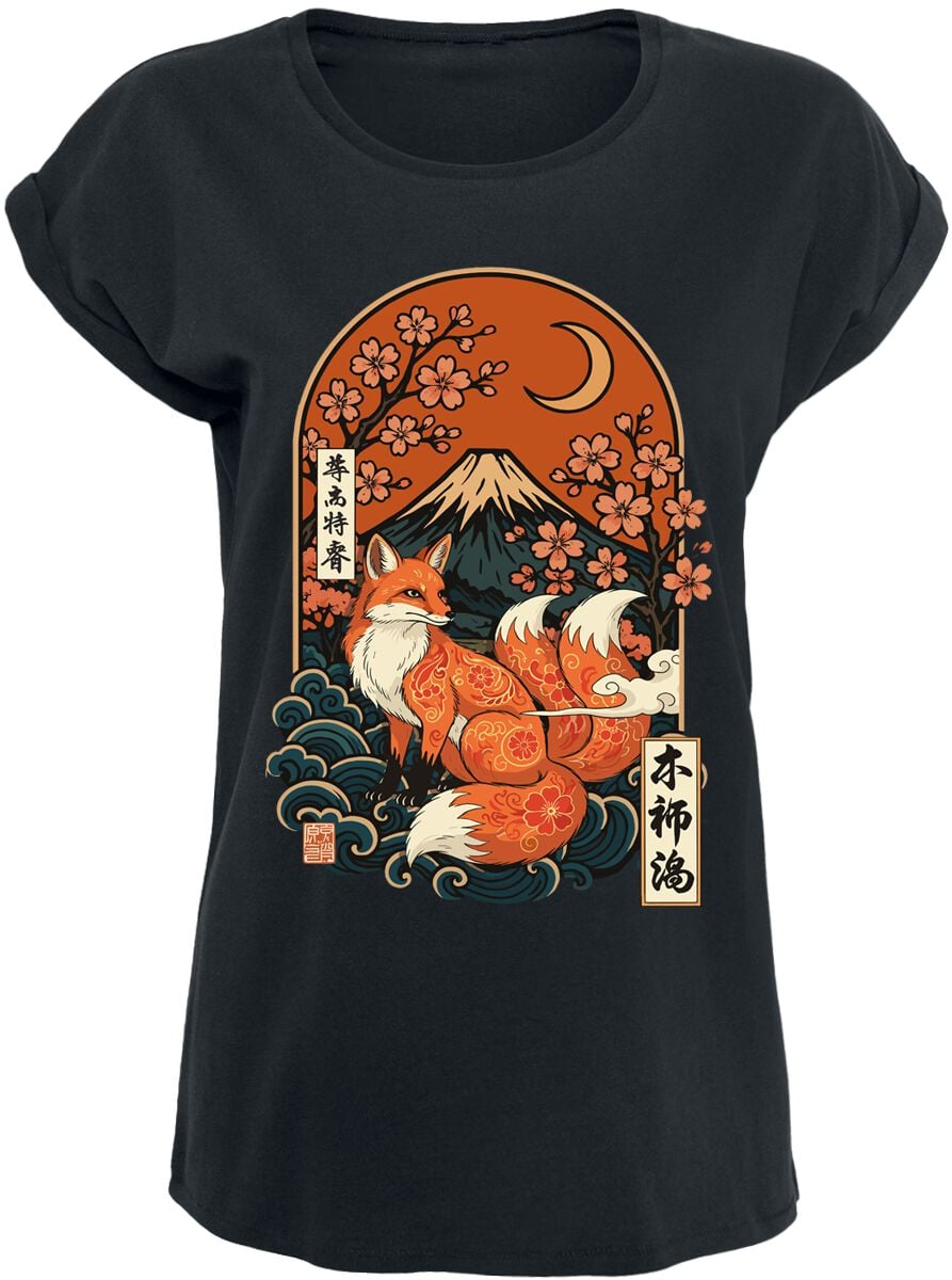 Tierisch T-Shirt - Japanese Fox - S bis XXL - für Damen - Größe S - schwarz
