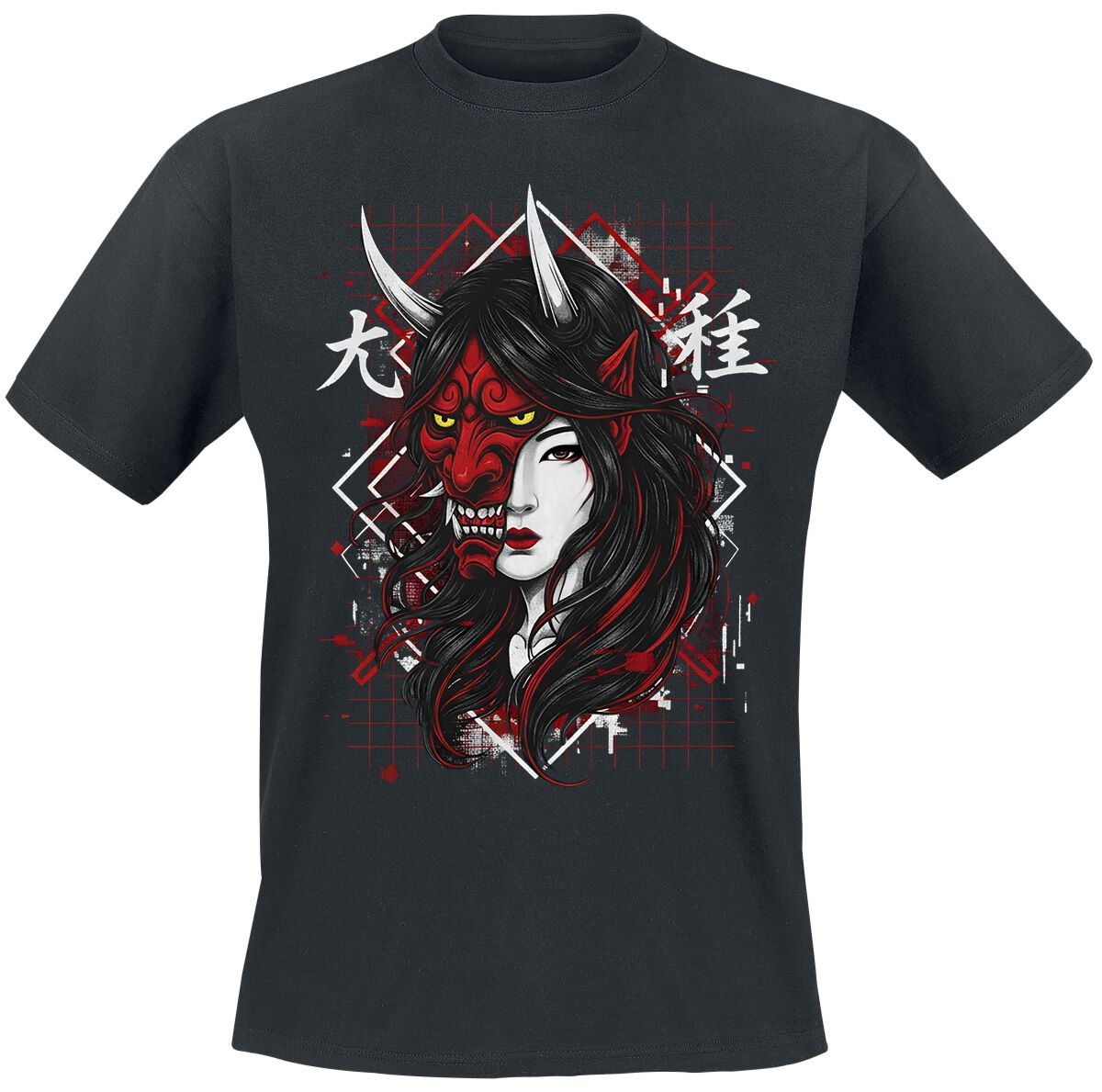 4068143432030 - Half Mask Geisha T-Shirt schwarz in 3XL