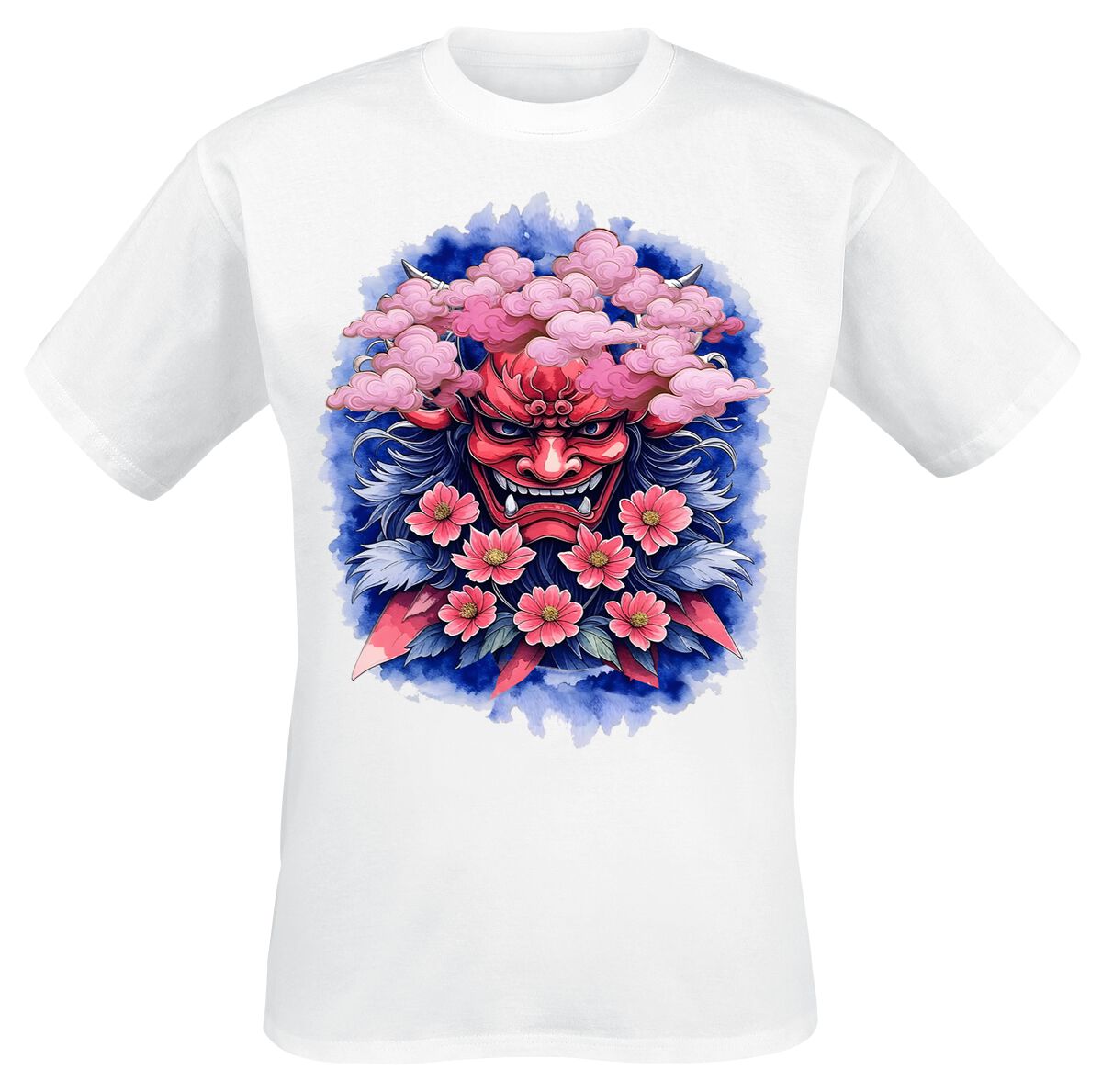 4068143432139 - Oni Mask - Flower T-Shirt weiß in 3XL