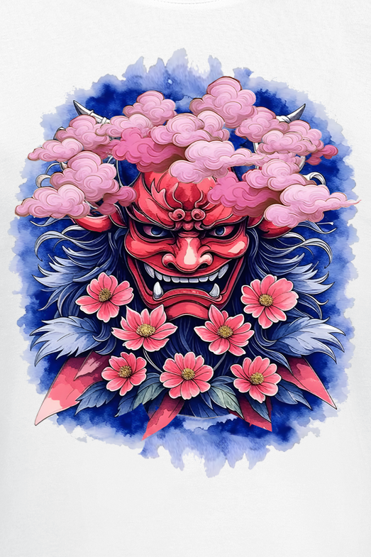 4068143432139 - Oni Mask - Flower T-Shirt weiß in 3XL