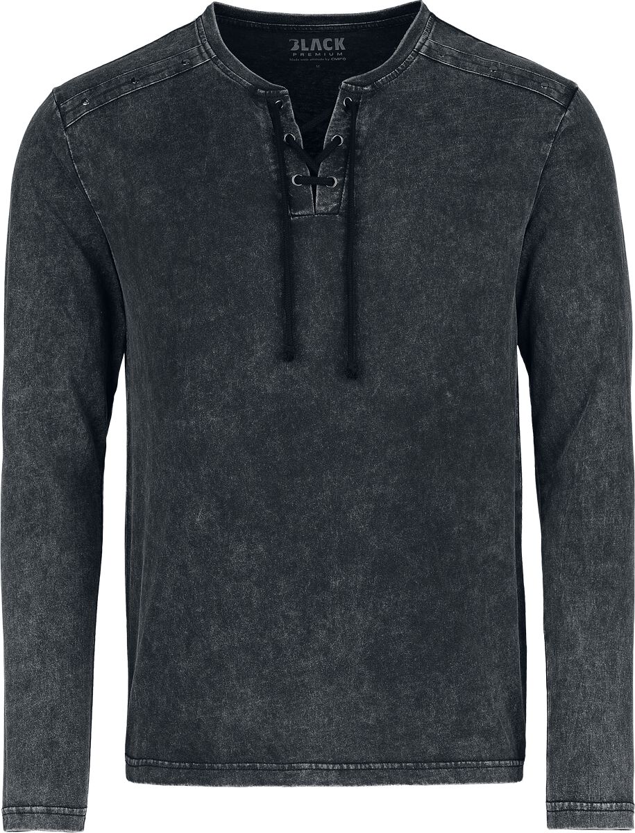 Black Premium By Emp Shirt Met Lange Mouwen - Essential Longsleeve Met Rijgsluiting - L Tot Xl - Voor Mannen - Antraciet