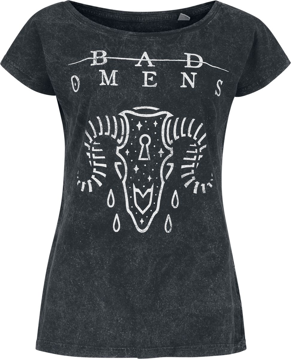 T-Shirt Di Bad Omens - Ram Skull - S A 4XL - Donna - Nero