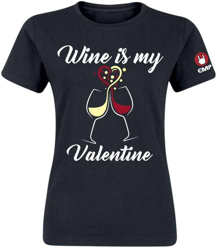 4068143443838 - Wine Is My Valentine T-Shirt schwarz in XL