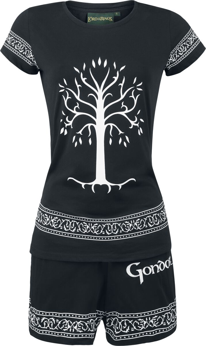 Der Herr der Ringe Schlafanzug - Tree Of Gondor - S bis 3XL - für Damen - Größe S - schwarz  - EMP exklusives Merchandise!