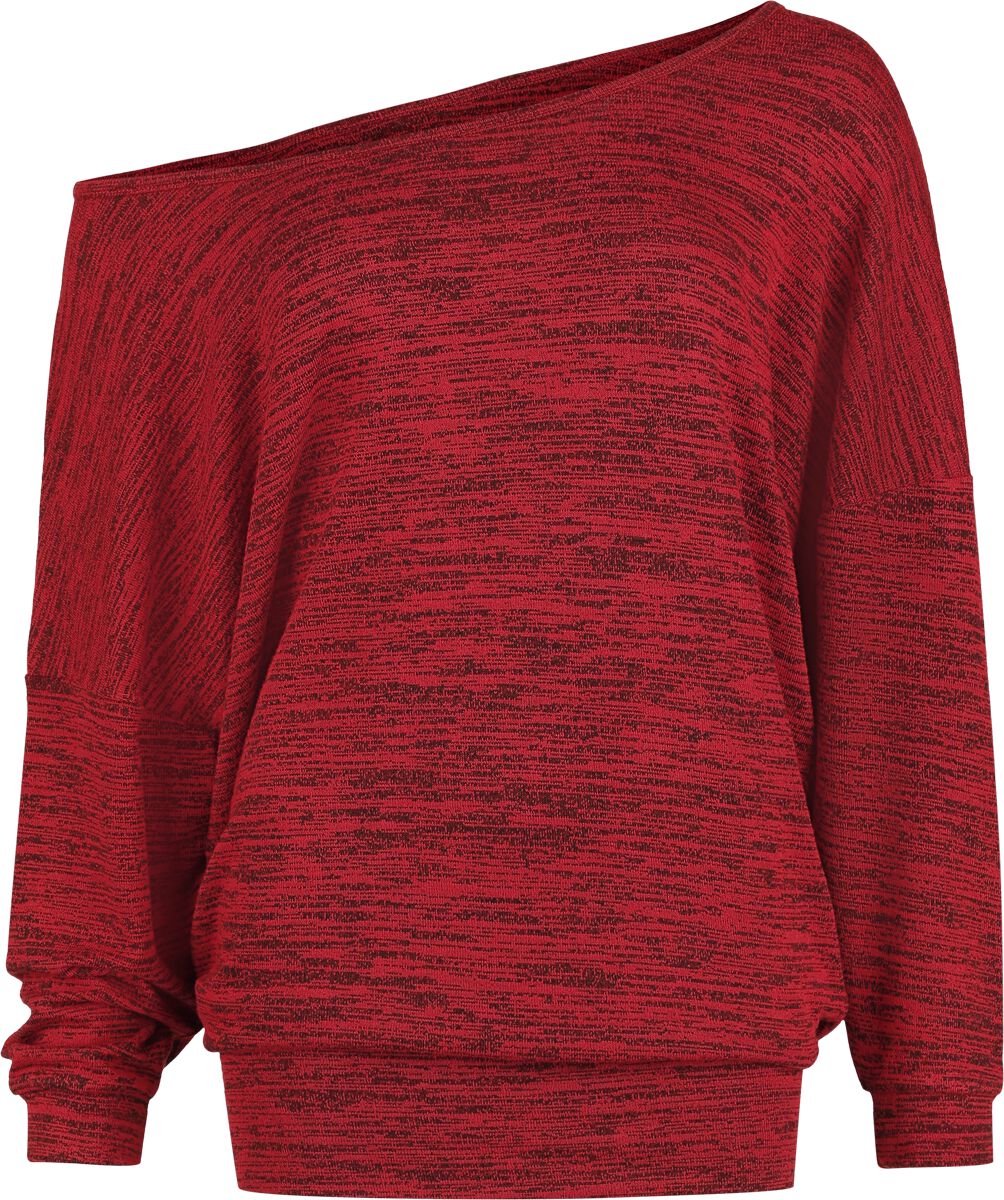 R.E.D. By Emp Gebreide Trui - Oversized Melange Wideneck Sweater - S Tot Xxl - Voor Vrouwen - Bordeaux