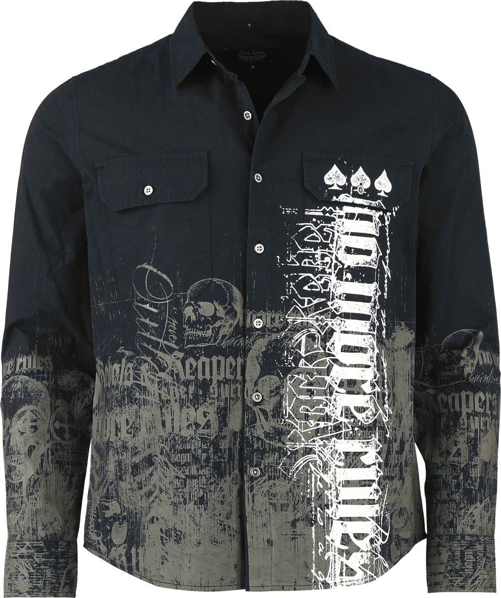 Rock Rebel by EMP - Rock Langarmhemd - Rebels & Reapers - S bis XXL - für Männer - Größe S - schwarz