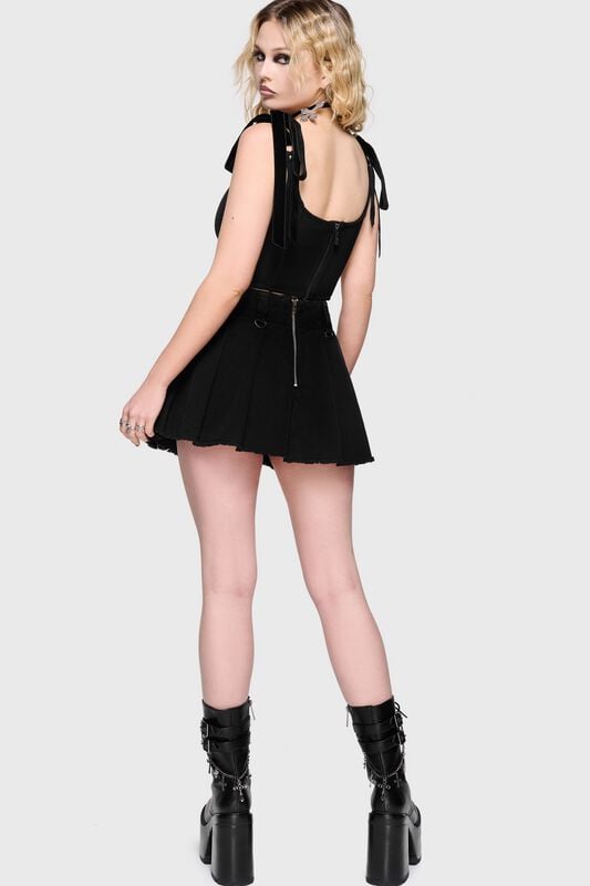 Killstar - Gothic Kurzer Rock - Chapel Blessing - Pleated Mini Skirt - XS bis XXL - für Damen - Größe XS - schwarz