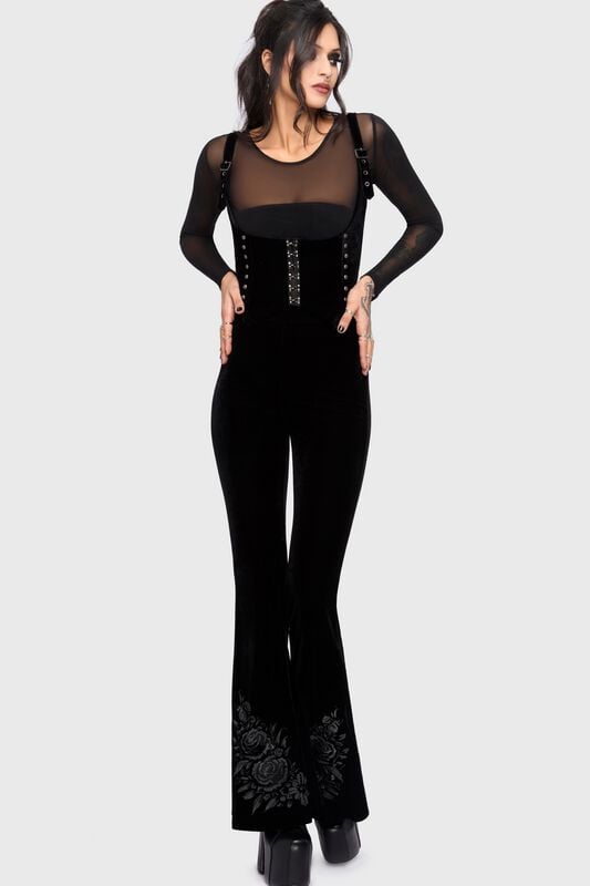 Killstar - Gothic Korsett - Chapel Blessing - Velvet Underbust Corset Top - XS bis XXL - für Damen - Größe L - schwarz