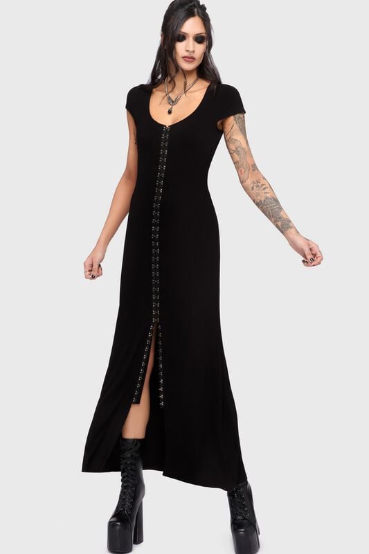 Killstar - Gothic Kleid lang - Chapel Blessing - Hook & Eye Maxi Dress - XS bis 4XL - für Damen - Größe S - schwarz