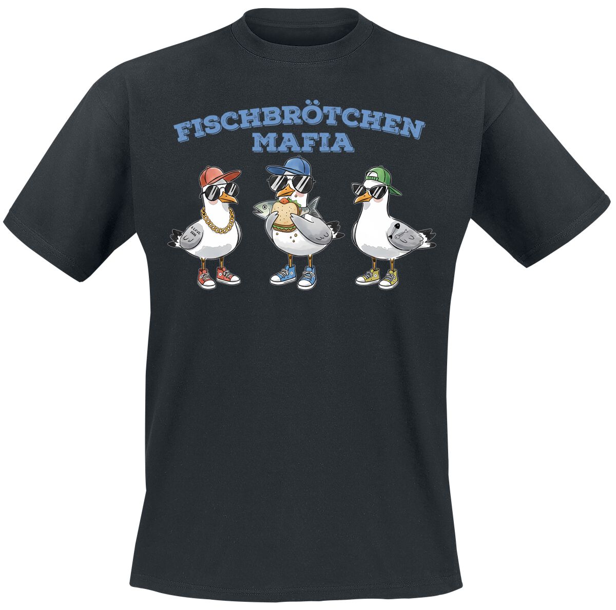 Tierisch T-Shirt - Fischbrötchen Mafia - M bis 3XL - für Männer - Größe M - schwarz