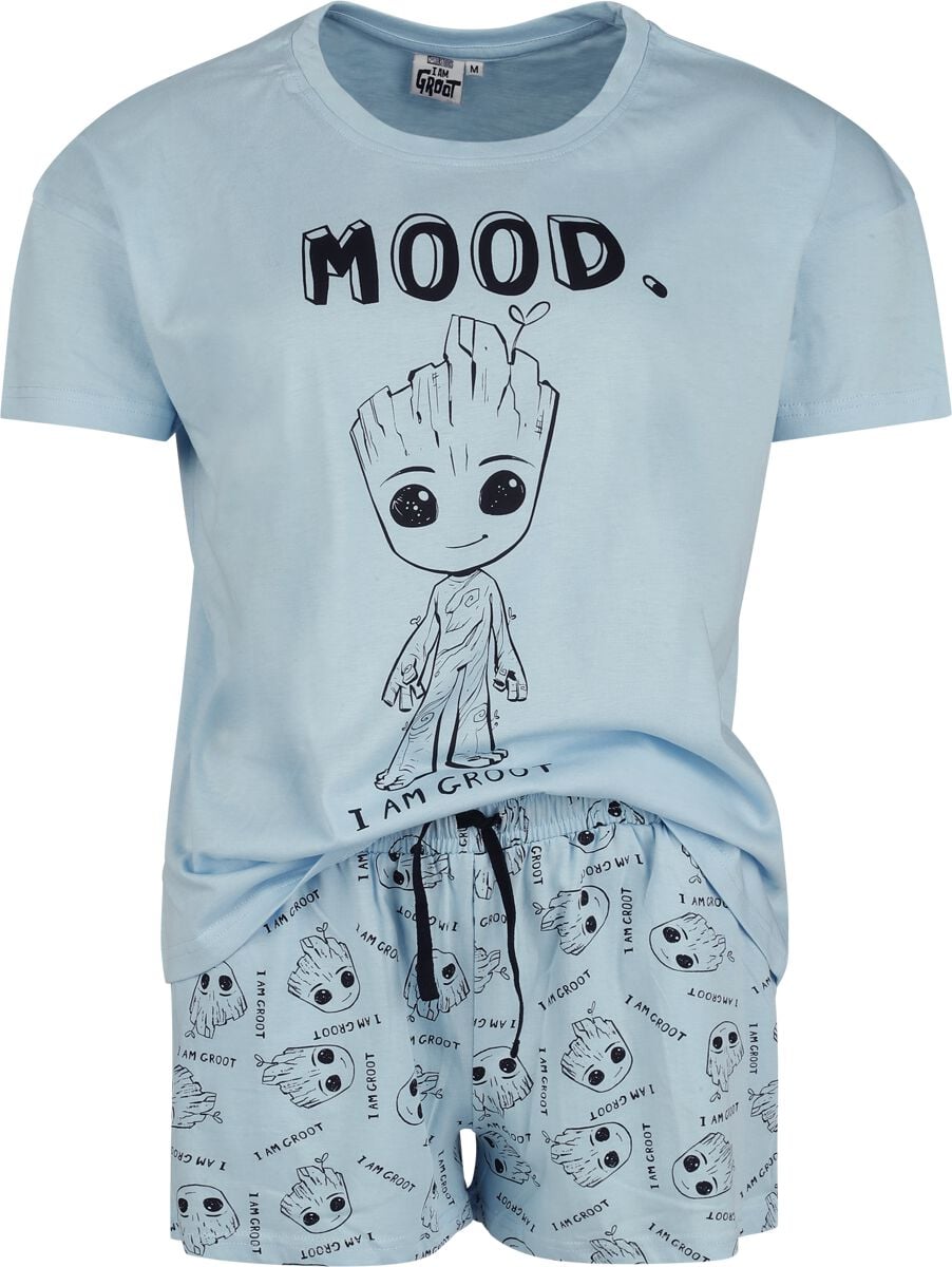 Guardians Of The Galaxy - Marvel Schlafanzug - I Am Groot Mood - S bis XXL - für Damen - Größe S - blau  - Lizenzierter Fanartikel
