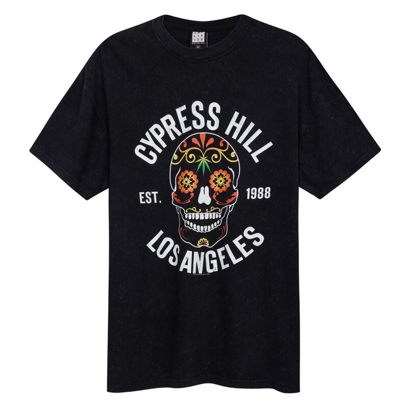 Cypress Hill T-skjorte - Amplified Collection - Floral Skull - XS til 3XL - Herrer - koksgrå