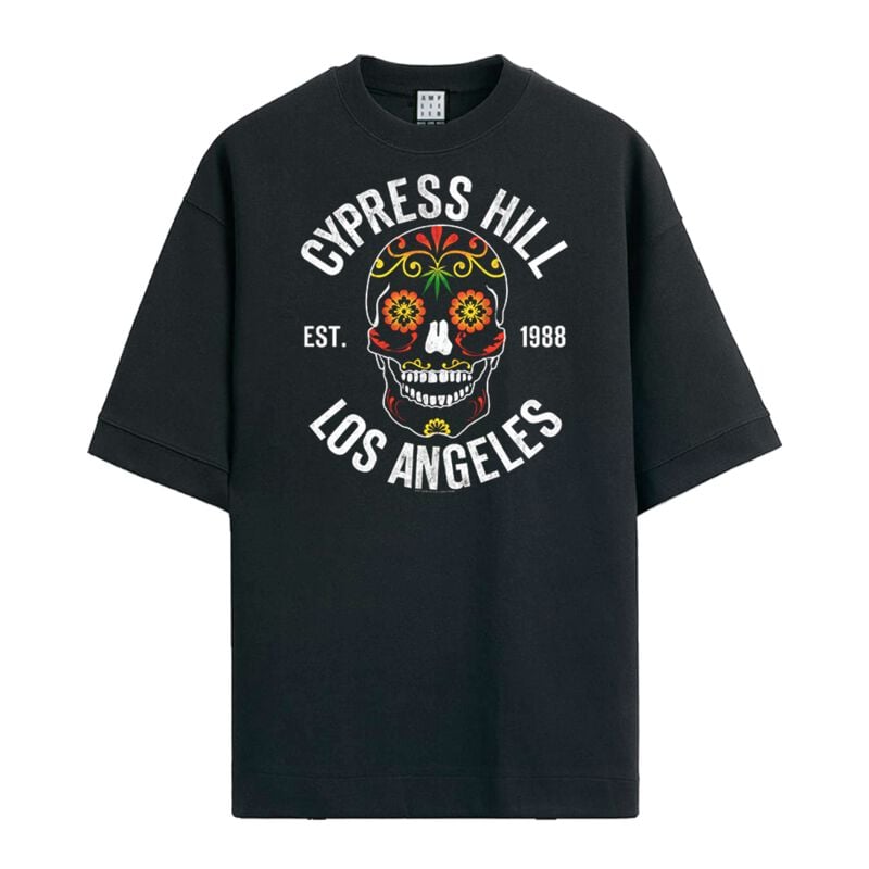Cypress Hill T-Shirt - Amplified Collection - Floral Skull - S bis XXL - für Männer - Größe S - schwarz  - Lizenziertes Merchandise!