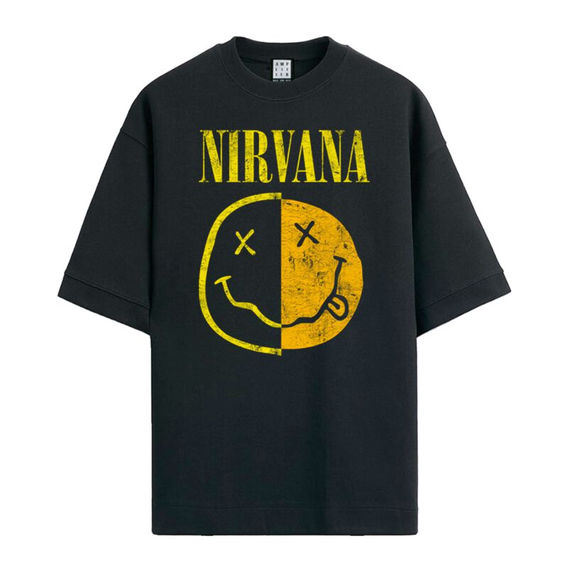 Nirvana T-Shirt - Amplified Collection - Spliced - S bis XXL - für Männer - Größe S - schwarz  - Lizenziertes Merchandise!