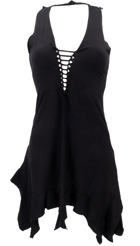 Guru-Shop - Gothic Kurzes Kleid - Pixi Minikleid, Goa Kleid - schwarz - S bis L - für Damen - Größe M - schwarz