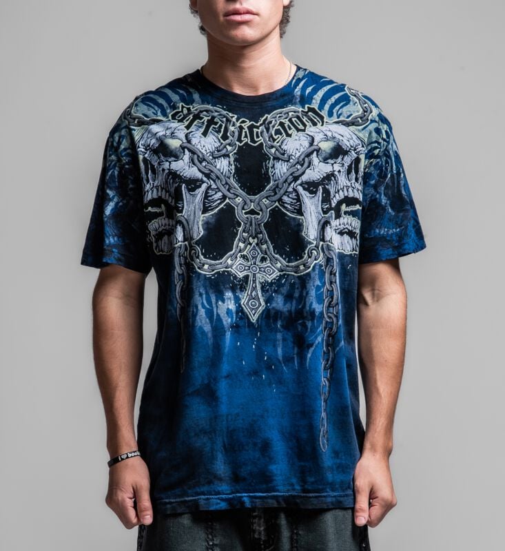 T-Shirt  di Affliction - Decimation S/S Tee - M a XXL - Uomo - blu scuro