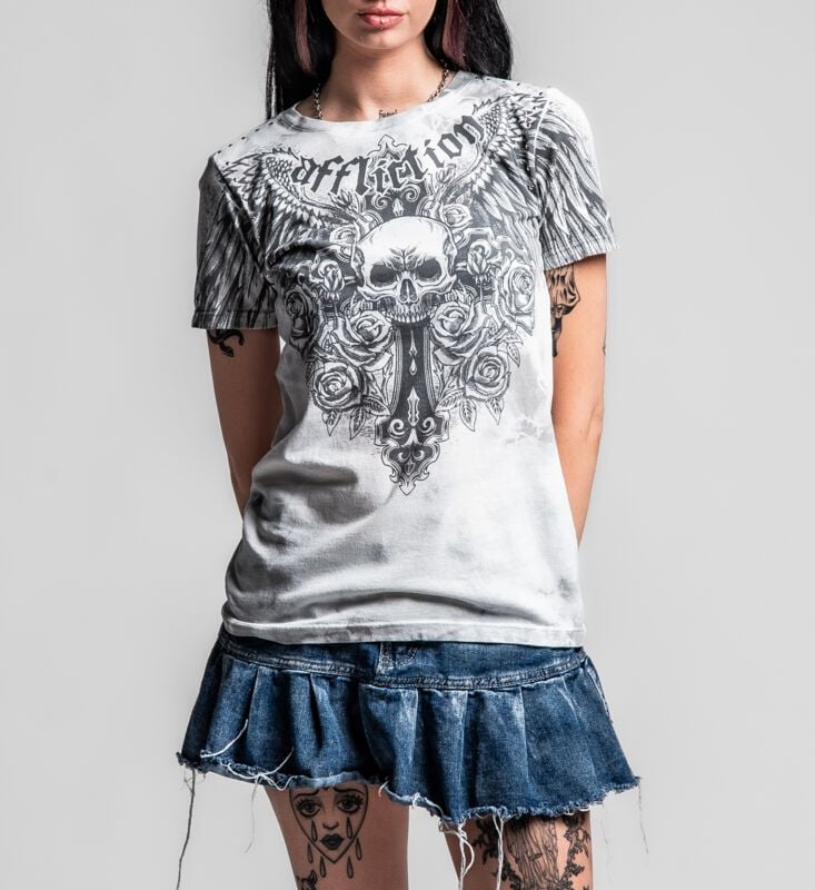 T-Shirt  di Affliction - Indifference S/S Tee - S a XL - Donna - bianco