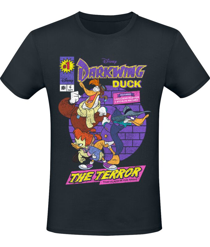 Darkwing Duck - Der Schrecken der Bösewichte - Disney T-Shirt - Comic Cover - S bis XXL - für Männer - Größe S - schwarz  - Lizenzierter Fanartikel