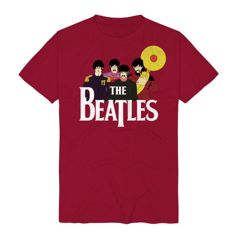 The Beatles T-Shirt - Yellow Submarine Band - S bis 3XL - für Männer - Größe S - rot  - Lizenziertes Merchandise!