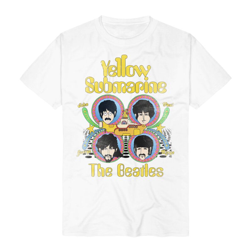 Levně The Beatles Yellow Submarine Heads Tričko bílá