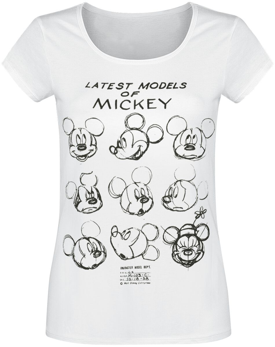 Micky Maus - Disney T-Shirt - Latest Models Of Mickey - S bis XXL - für Damen - Größe S - weiß  - Lizenzierter Fanartikel