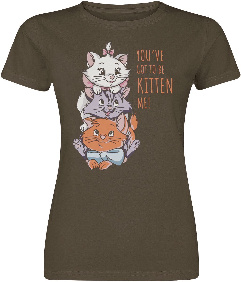Aristocats - Disney T-shirt - You've Got To Be Kitten Me! - S tot XXL - voor Vrouwen - kaki
