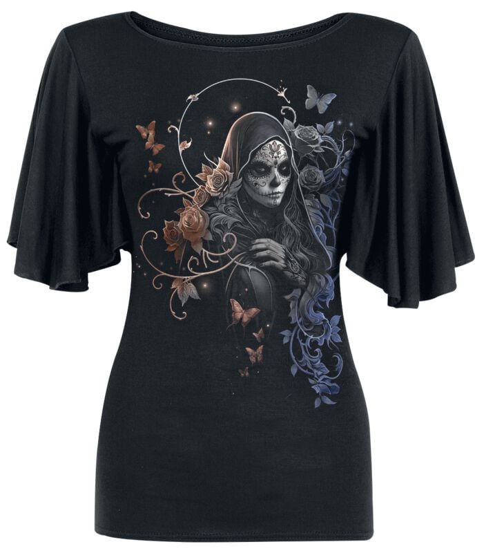 Spiral T-Shirt - GOTHIC GRACE - F Latin BoatNeck - S bis 4XL - für Damen - Größe S - schwarz