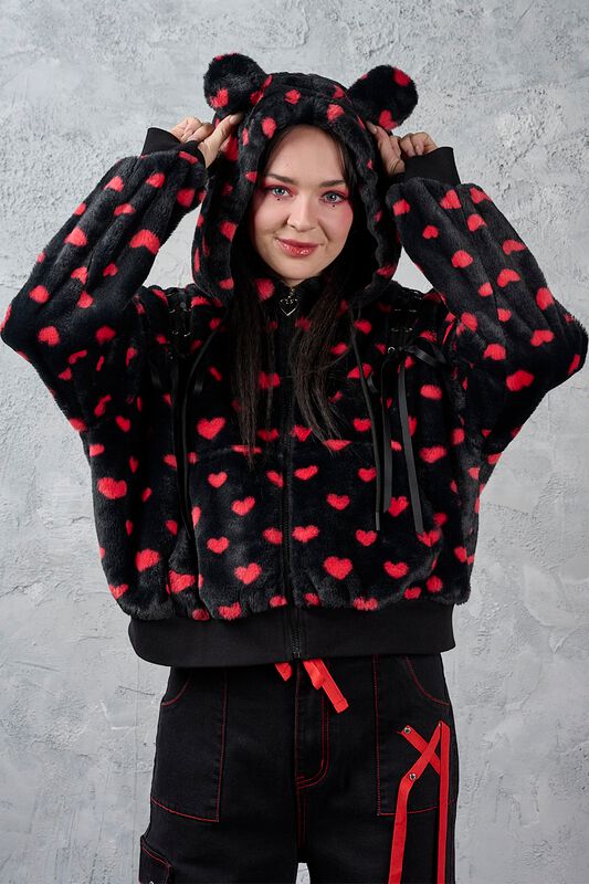 Banned Alternative Strickpullover - Meowgical Girl Hoodie - S bis 4XL - für Damen - Größe M - schwarz/rot