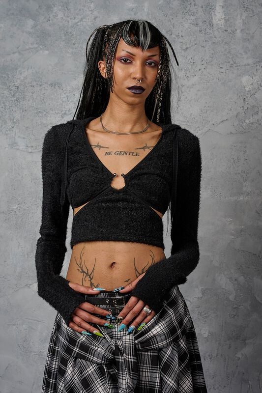 Banned Alternative - Gothic Kapuzenpullover - Darkling Orbit top - XS bis XL - für Damen - Größe XS - schwarz