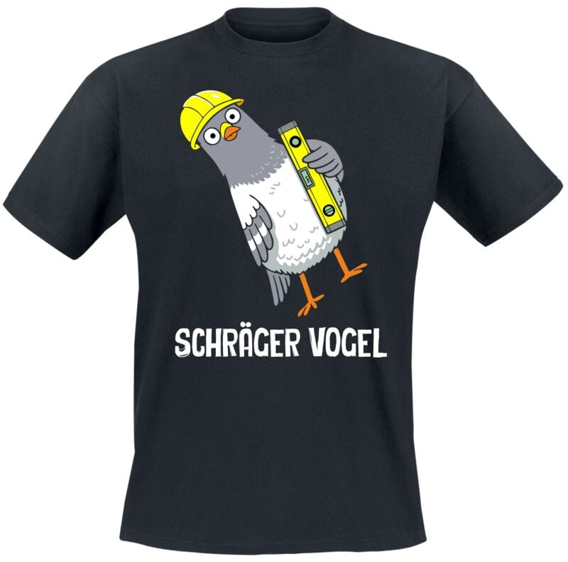 Tierisch Schräger Vogel T-Shirt schwarz in 3XL
