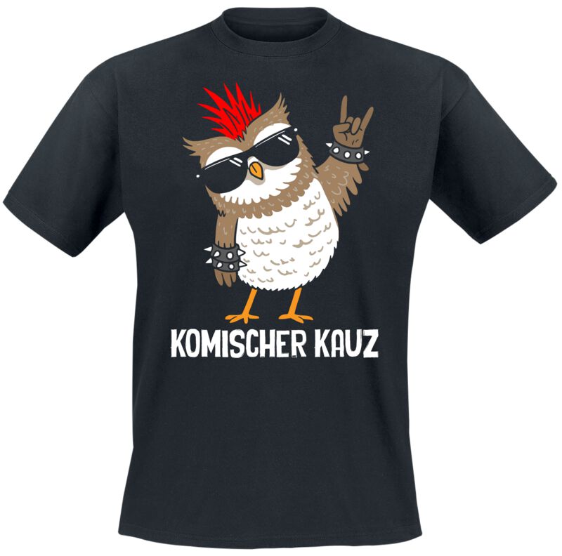 Tierisch T-Shirt - Komischer Kauz - M bis 3XL - für Männer - Größe M - schwarz