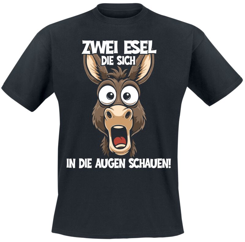 Tierisch T-Shirt - Zwei Esel die sich in die Augen schauen! - M bis 3XL - für Männer - Größe M - schwarz